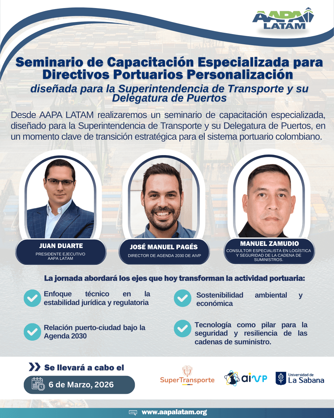 Flyer for the specialized training seminar for port executives
